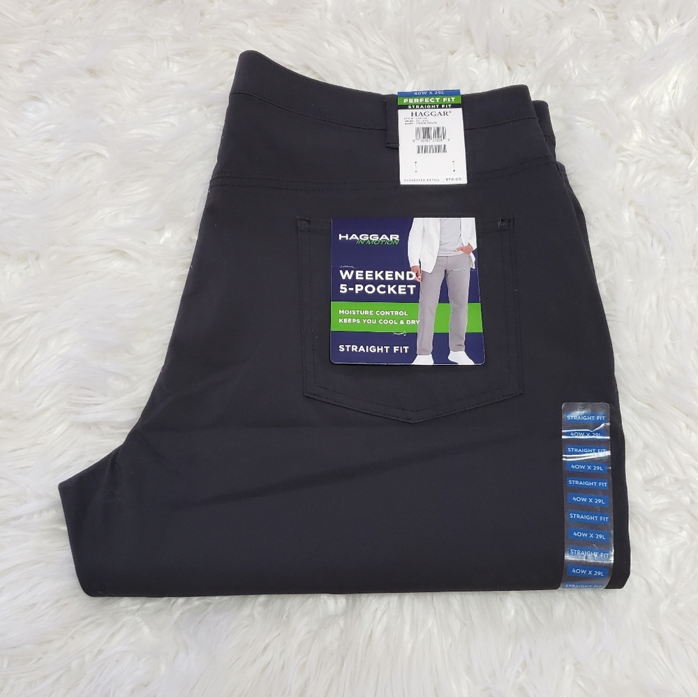 Haggar men's Straight fit weekend 5 Pocket pant